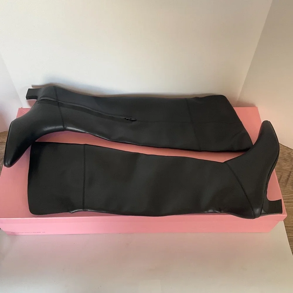 New Intentionally Blank x Anthropologie DELUCA 7 Black Soft‎ Leather Over Knee